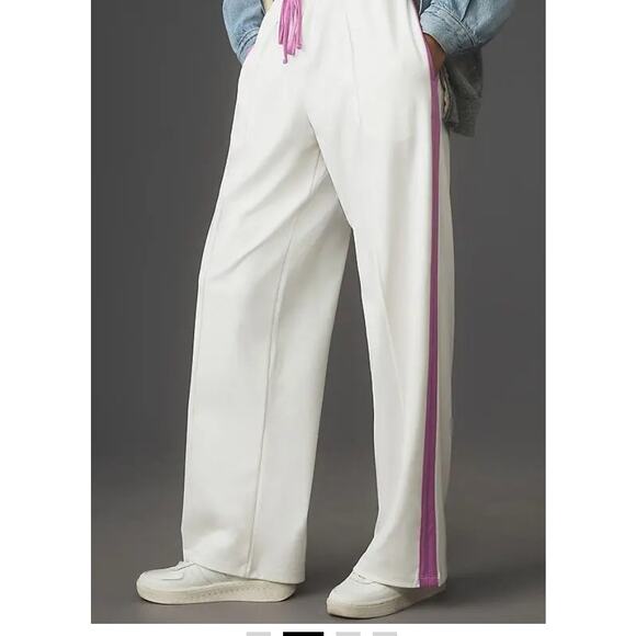 Daily Practice By Anthropologie Side-Stripe Purple Wide Leg Track Pants Size S - Picture 1 of 13